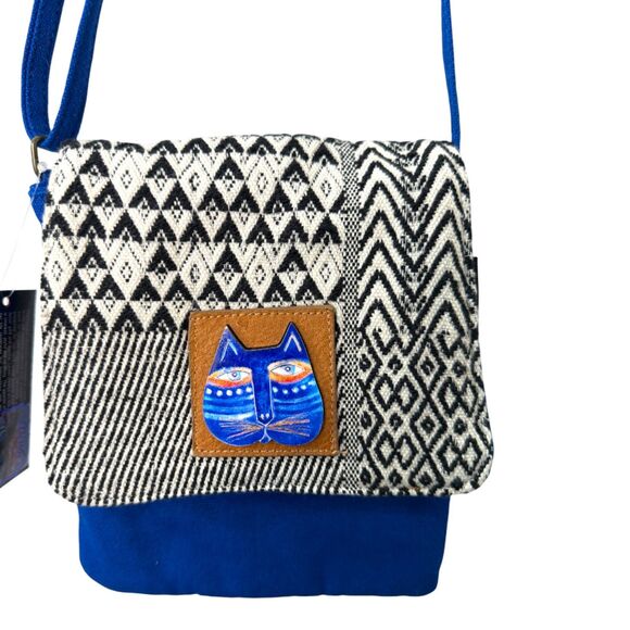 Laurel Burch Blue Aztec Print Cat Crossbody Mini Bag Handbag Purse NEW with Tags - Picture 6 of 6